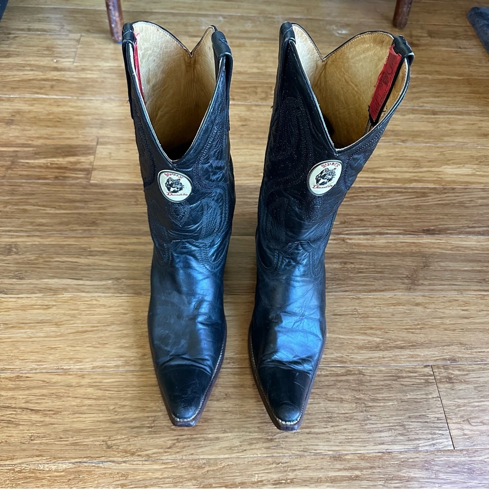 DONALDO Western Black Leather Cowboy Boots - Picture 2 of 8